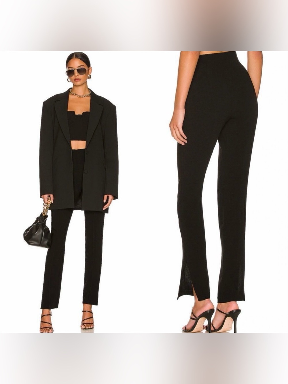 Cinq à Sept Brianne High-Rise Ankle-Slit Trouser Pants Black Size 8 Contemporary